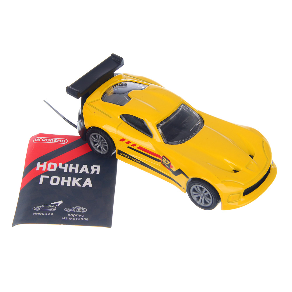 Машинка "Ночная гонка", инерция, металл, PP, тм ИГРОЛЕНД, 12 дизайнов, арт.№ 292-513