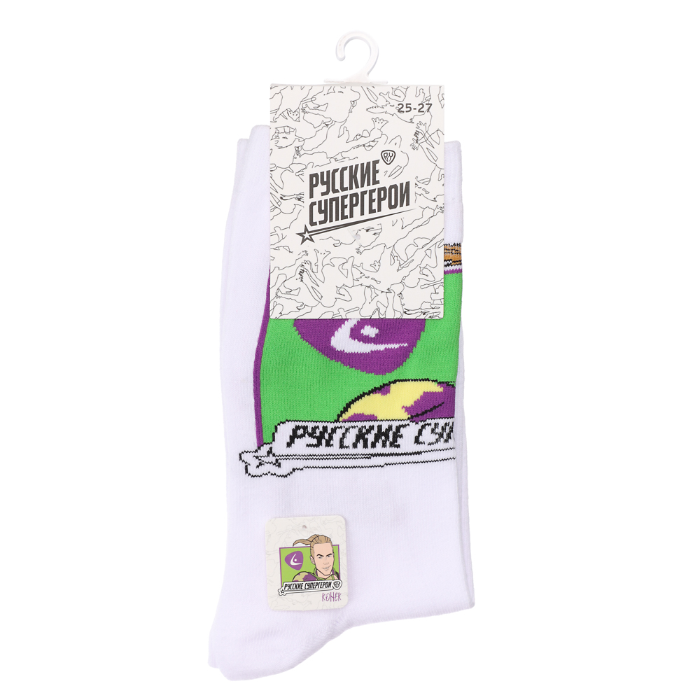 BY Русские Супергерои Носки р.25-27, 65% хлопок, 25% полиэстер, 10% спандекс, разноцветные, #33, арт.№ 019-418
