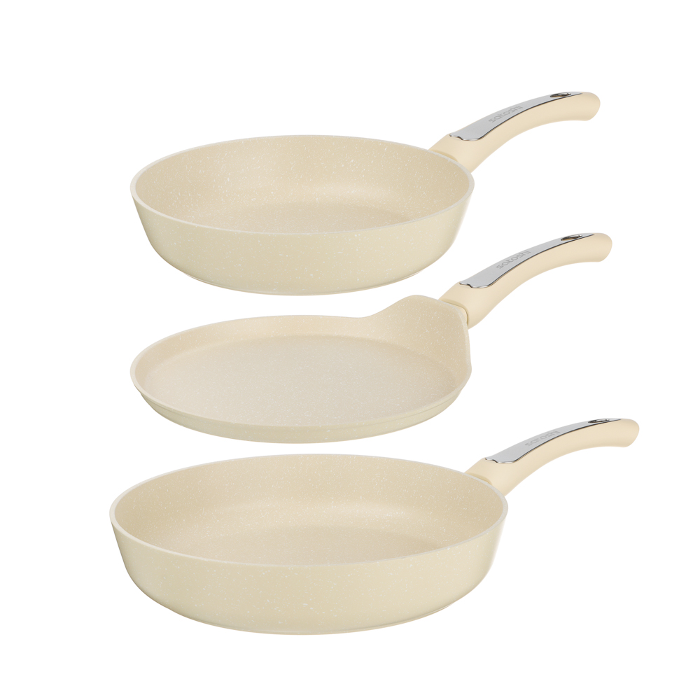 Набор посуды 9 предметов SATOSHI Турин, кастрюли 20 см, 24 см (2,7 л, 4,5 л), ковш 16 см, сковороды 24 см, 28 см, блинная сковорода 24 см, индукция, арт.№ 846-750