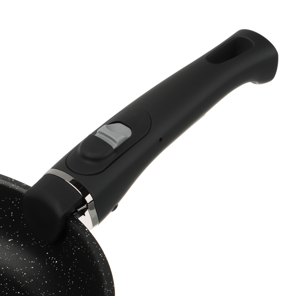 Набор посуды SATOSHI Нера 7 предметов сковороды 24 см, 26 см; ковш 1,7 л; кастрюля 2,8 л; крышки, съемные ручки, а/п покрытие мрамор, индукция, арт.№ 846-751