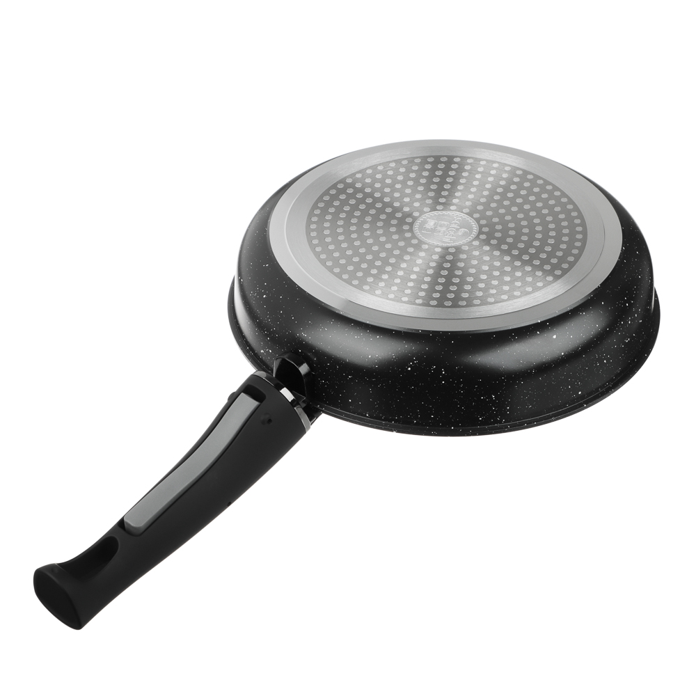 Набор посуды SATOSHI Нера 7 предметов сковороды 24 см, 26 см; ковш 1,7 л; кастрюля 2,8 л; крышки, съемные ручки, а/п покрытие мрамор, индукция, арт.№ 846-751