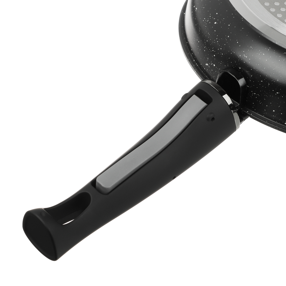 Набор посуды SATOSHI Нера 7 предметов сковороды 24 см, 26 см; ковш 1,7 л; кастрюля 2,8 л; крышки, съемные ручки, а/п покрытие мрамор, индукция, арт.№ 846-751