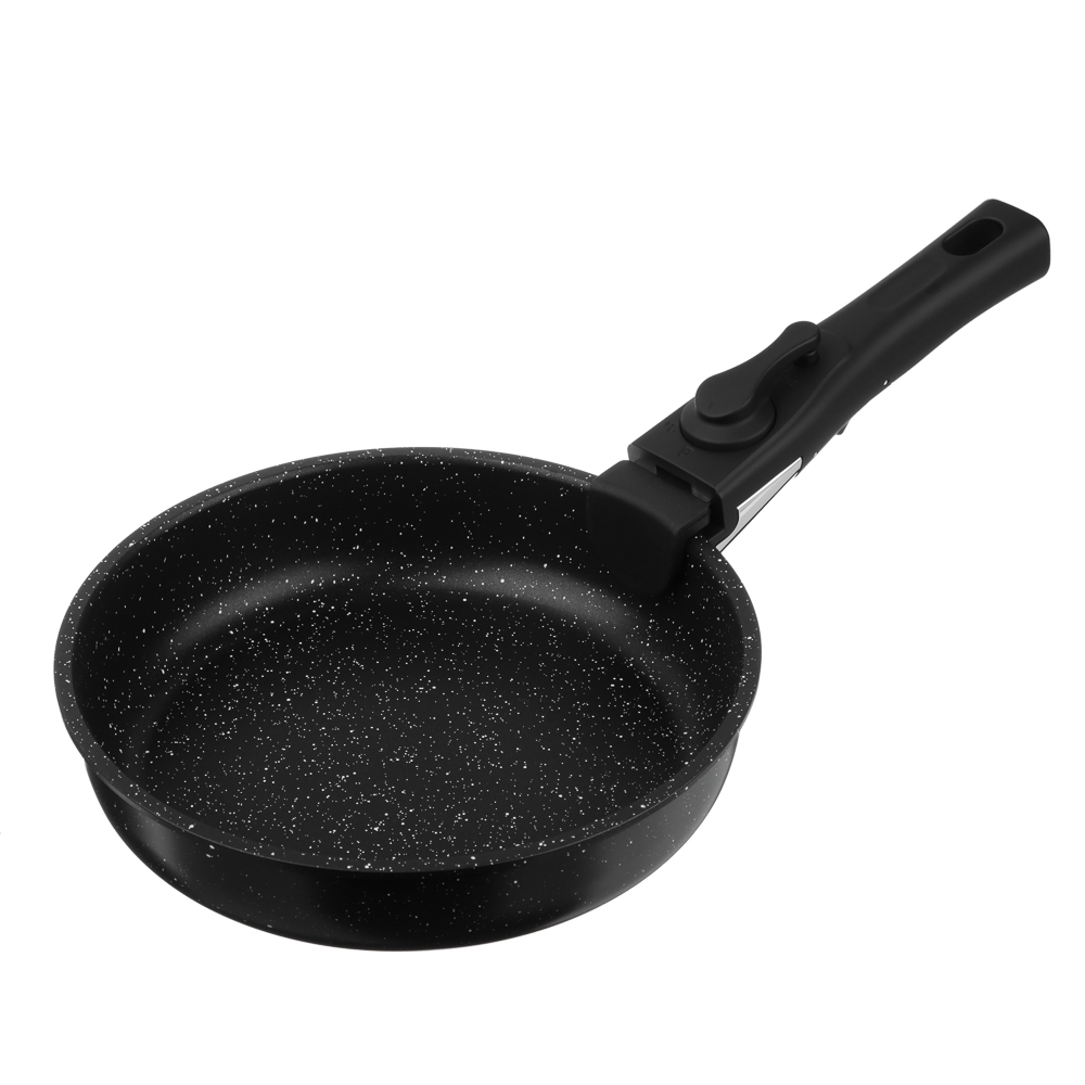 Набор посуды SATOSHI Анси 3 предмета сковорода 20 см, ковш 16 см, 1,7 л +съемная ручка, а/п покрытие мрамор, индукция, арт.№ 846-753