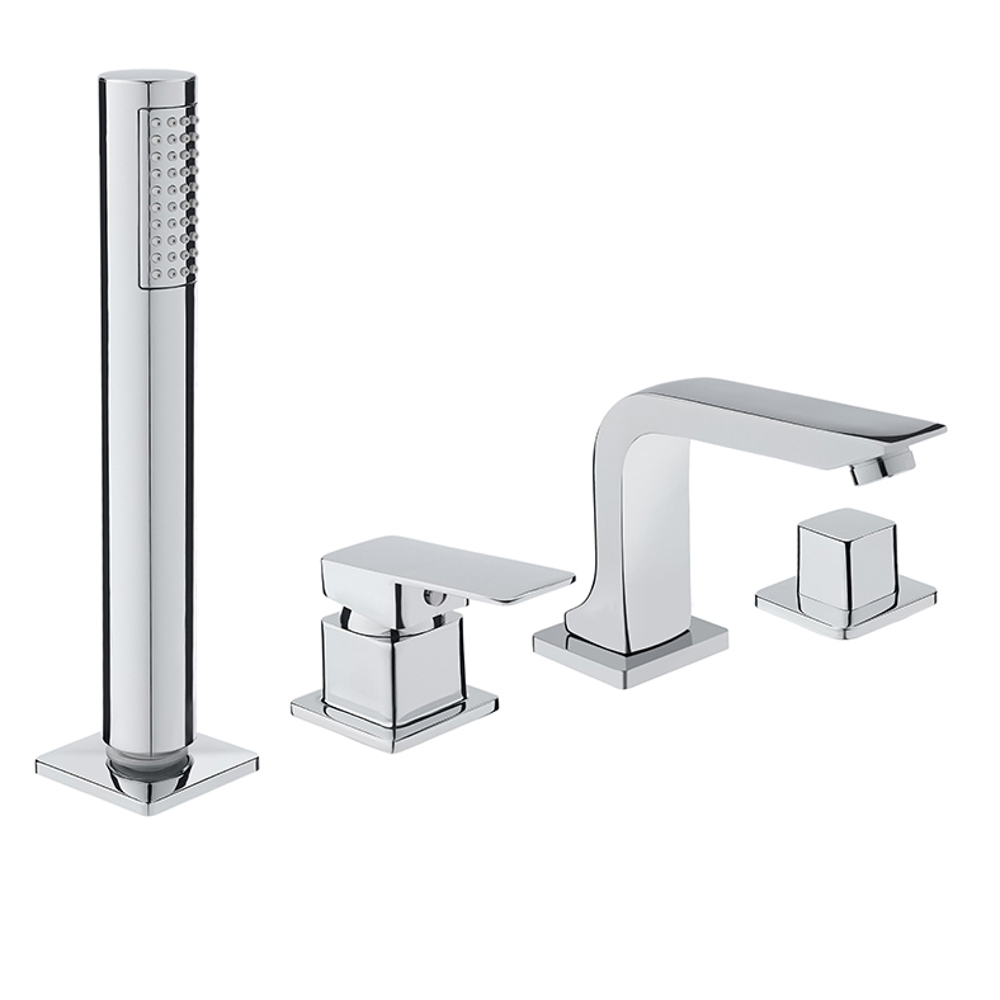 RAIN Смеситель на борт ванны, на 4 отверстия, встраиваемый (врезной), с душ.набором, хром, арт.№ 561-334