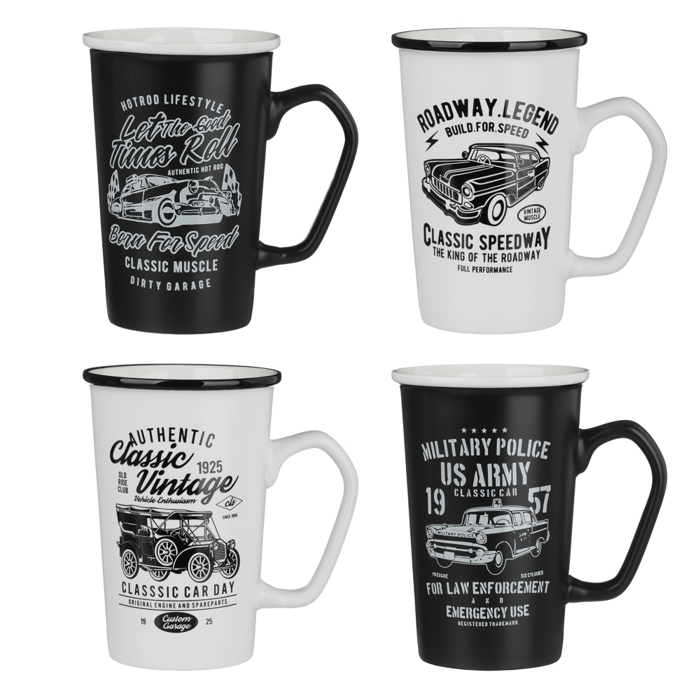 Кружка Ретро тм MILLIMI 410мл, фарфор, 4 дизайна, арт.№ 806-520