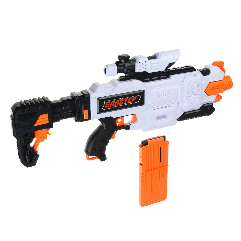 BY Русские Супергерои Бластер с мягкими патронами, АБС, 24 пули EVA, 6хАА, 60х32х6,5 см, арт.№ 261-008