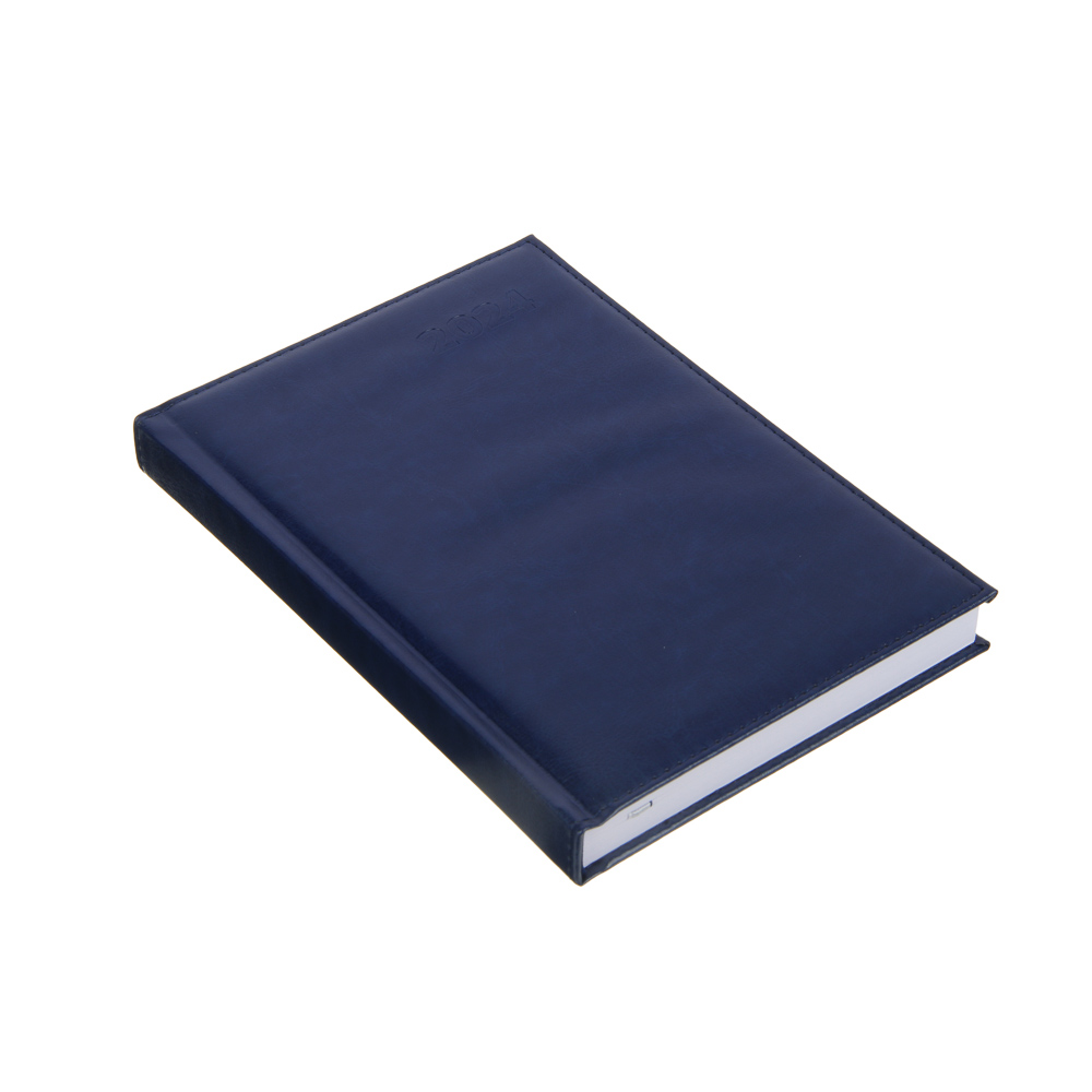 Ежедневник на 2024 "БИЗНЕС" А5, 352 стр., тв.обл.с поролоном, искусственная кожа, синий, арт.№ 572-131