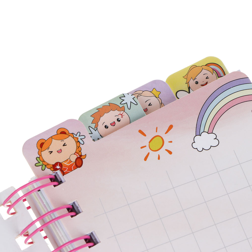 Записная книжка 64 листа 9,1х14,5 см "Каваи" BY Русские Супергерои, цветная спираль, окно, вращающийся игровой элемент, арт.№ 801-084