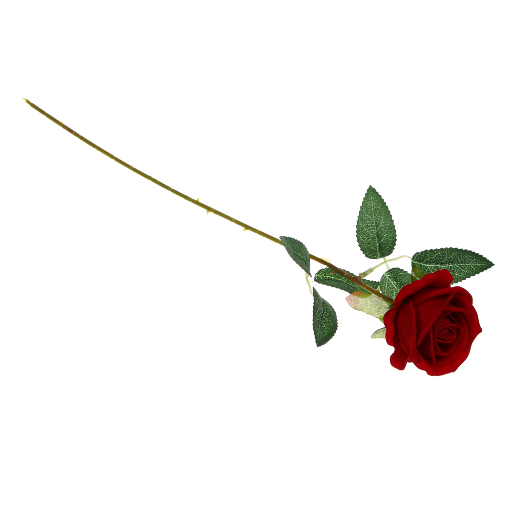 LADECOR Цветок искусственный роза алая, 50 см, ткань, пластик, железная проволока, арт.№ 535-194
