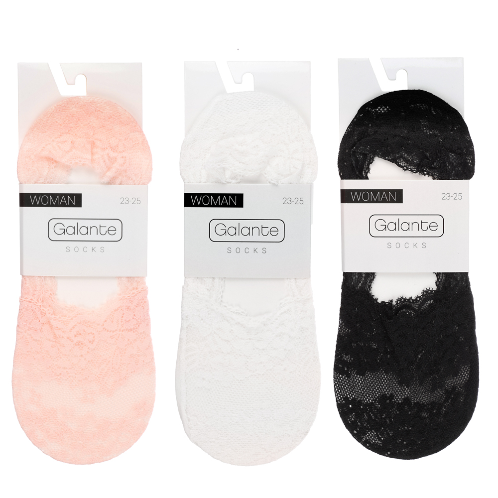 GALANTE Носки-подследники р.23-25, верх 95% полиамид 5% спандекс, подошва 80% хлопок 20% спандекс, 3 цвета, арт.№ 019-350