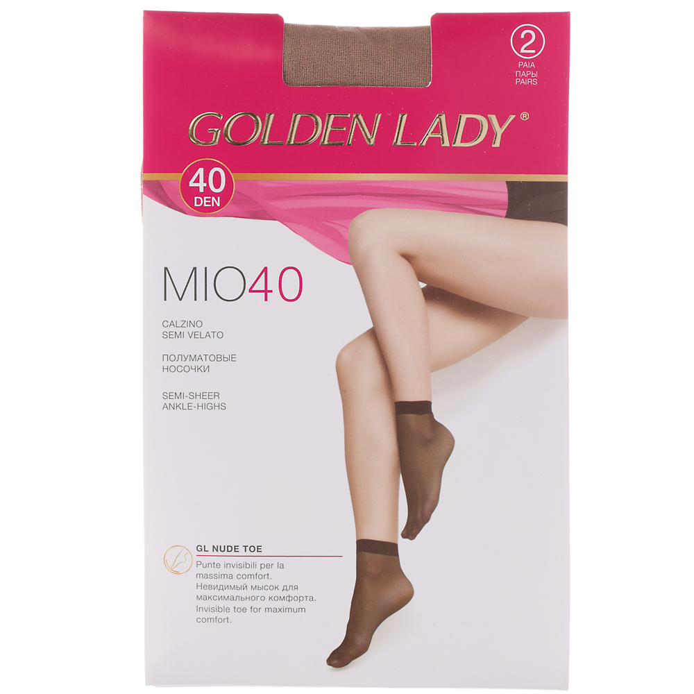 GOLDEN LADY Mio Носки женские 40 den, 2 пары, цвет телесный, р-р единый, 96% полиамид, 4% эластан, арт.№ 019-385