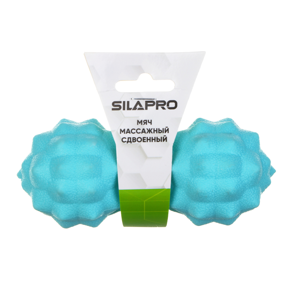 SILAPRO Мяч массажный, сдвоенный, бирюзовый, 13х5.5см, ТРЕ, арт.№ 192-034