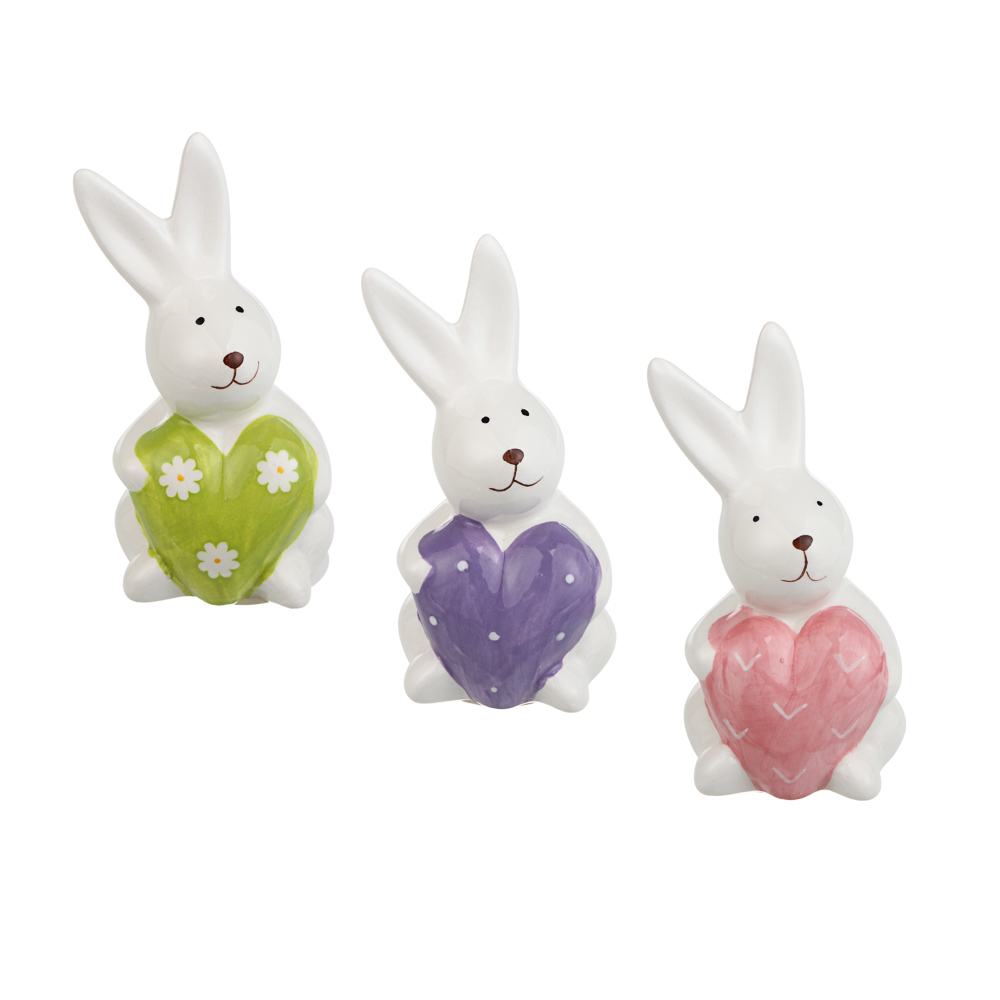 Фигурка тм LADECOR "Кролик с сердцем" 6x6x10,5 см, 3 вида, арт.№ 535-219