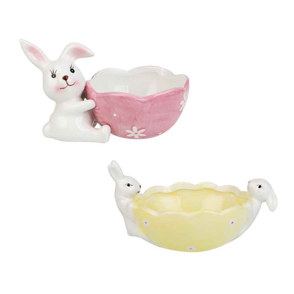 Конфетница тм LADECOR "Кролики" 11x16x9 см, 2 цвета, арт.№ 514-021