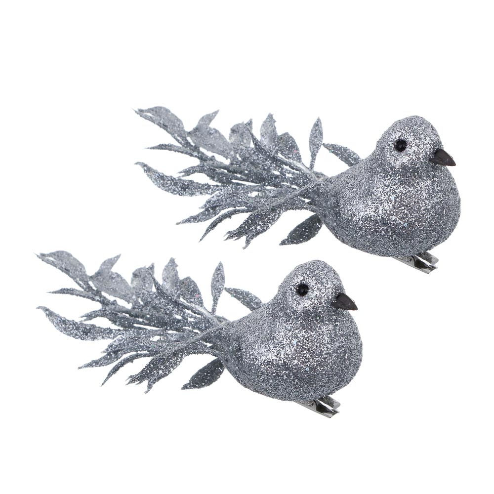 СНОУ БУМ Птицы на прищепке 2 шт, 3,2x13см, пластик, 26-534, арт.№ 397-414