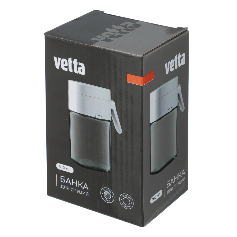 VETTA Банка для специй, 180 мл, стекло, пластик, белый, арт.№ 828-353