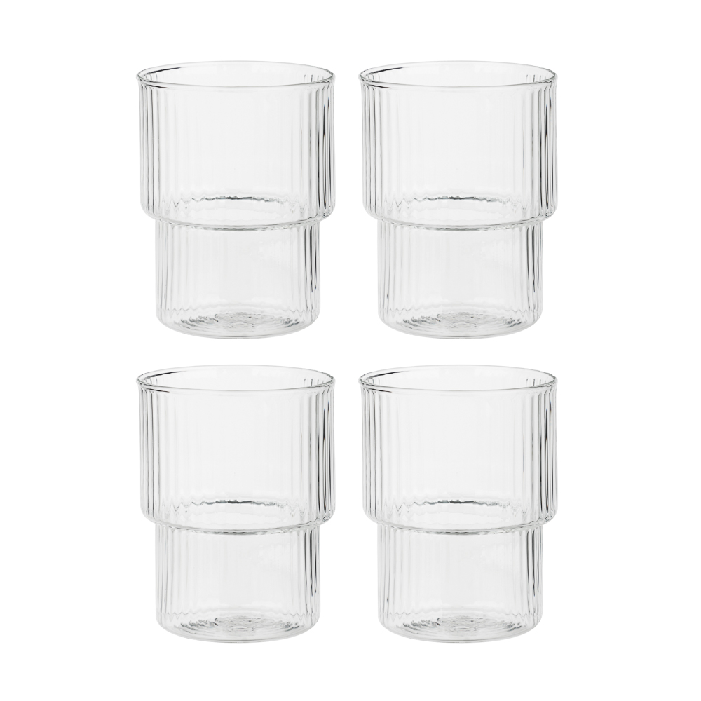 MILLIMI Набор стаканов Астра 300 мл, 4 шт, стекло, рифленый, арт.№ 878-615
