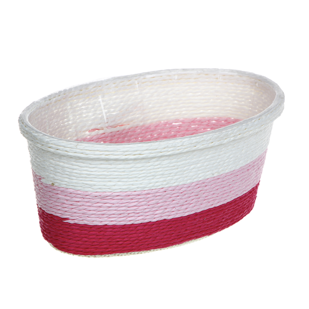 INBLOOM Кашпо плетеное с бантиком 19.5х12х8см, бумажная лоза, ПП, арт.№ 164-304