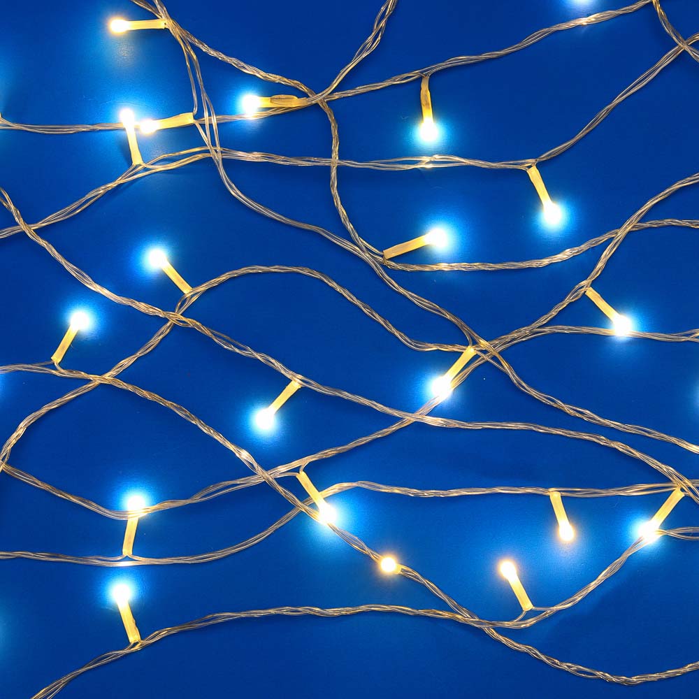 Гирлянда вьюн 10 м СНОУ БУМ, 80 LED ламп, цветной диод/шампань (8 режимов), ПВХ прозрачный, 220В, арт.№ 384-185