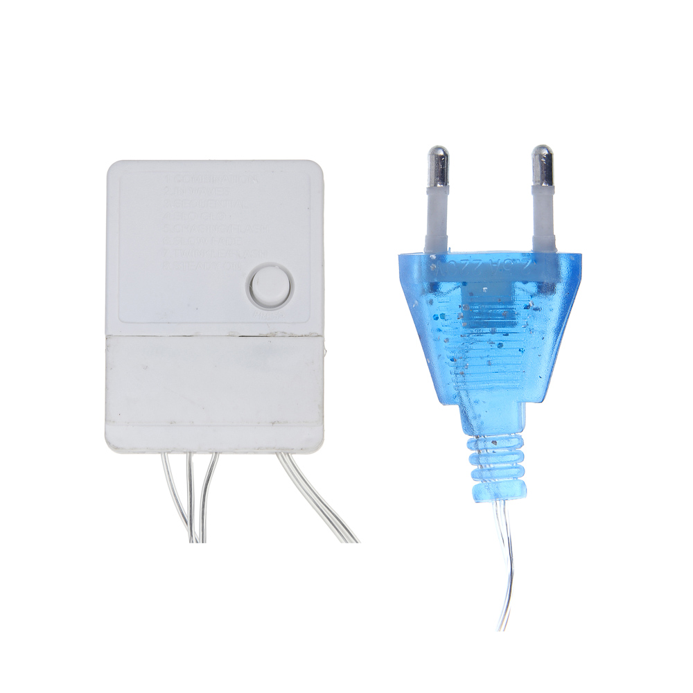 Гирлянда вьюн 10 м СНОУ БУМ, 80 LED ламп, цветной диод/синий (8 режимов), ПВХ прозрачный, 220В, арт.№ 384-188