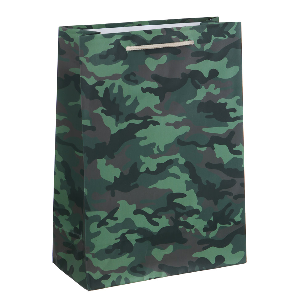 Пакет подарочный бумажный тм LADECOR, M 17x24x8 см, камуфляжный принт, арт.№ 507-296