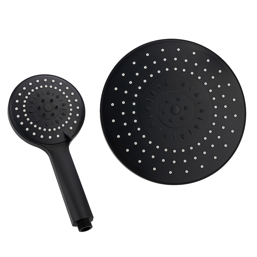 Набор леек для душа, тропическая 1 реж. d=22 cм, ручная 5 реж. d=12 cм, черный, арт.№ 582-063