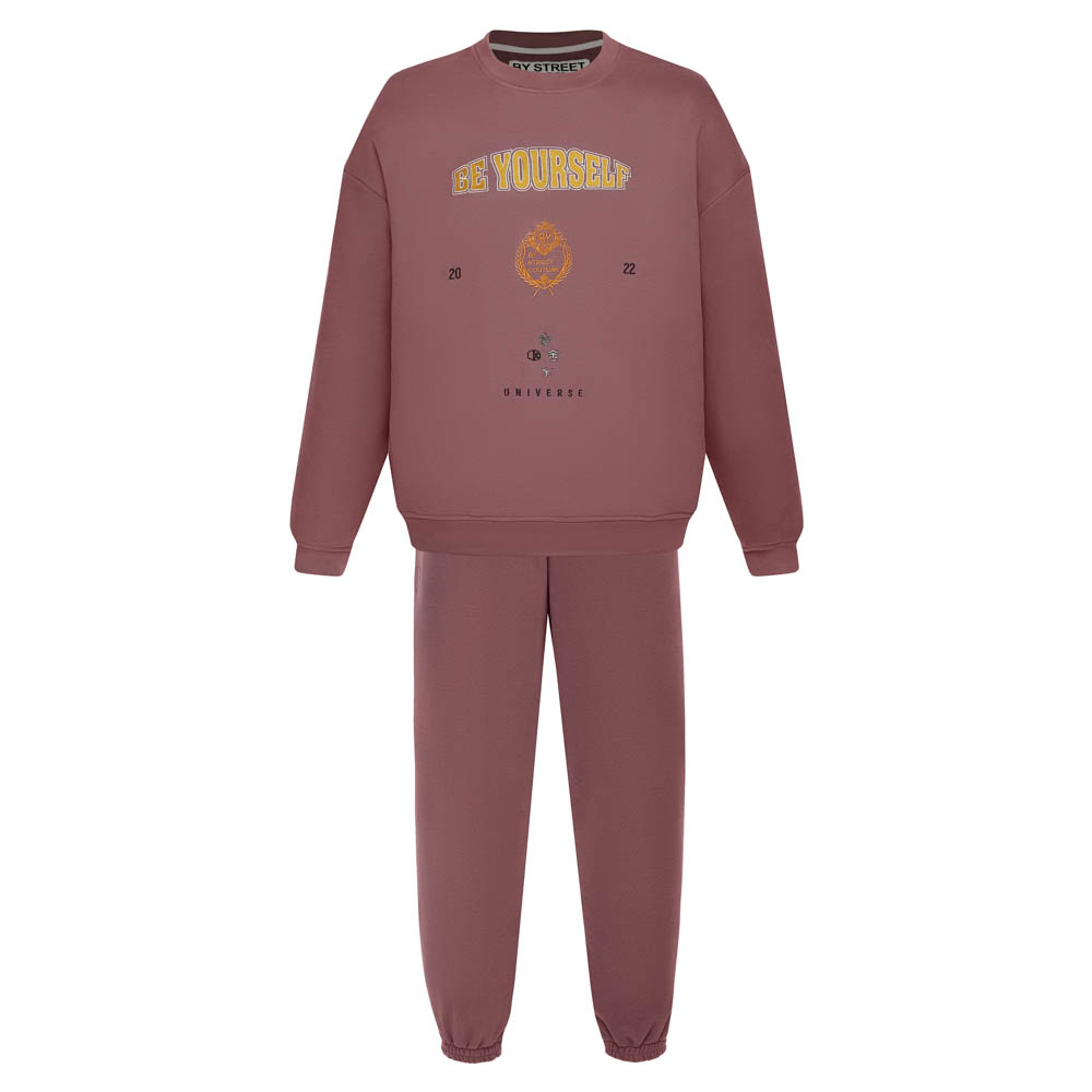 Костюм из футера "BE YOURSELF", унисекс, марсала, разм.M, арт.№ 080-108