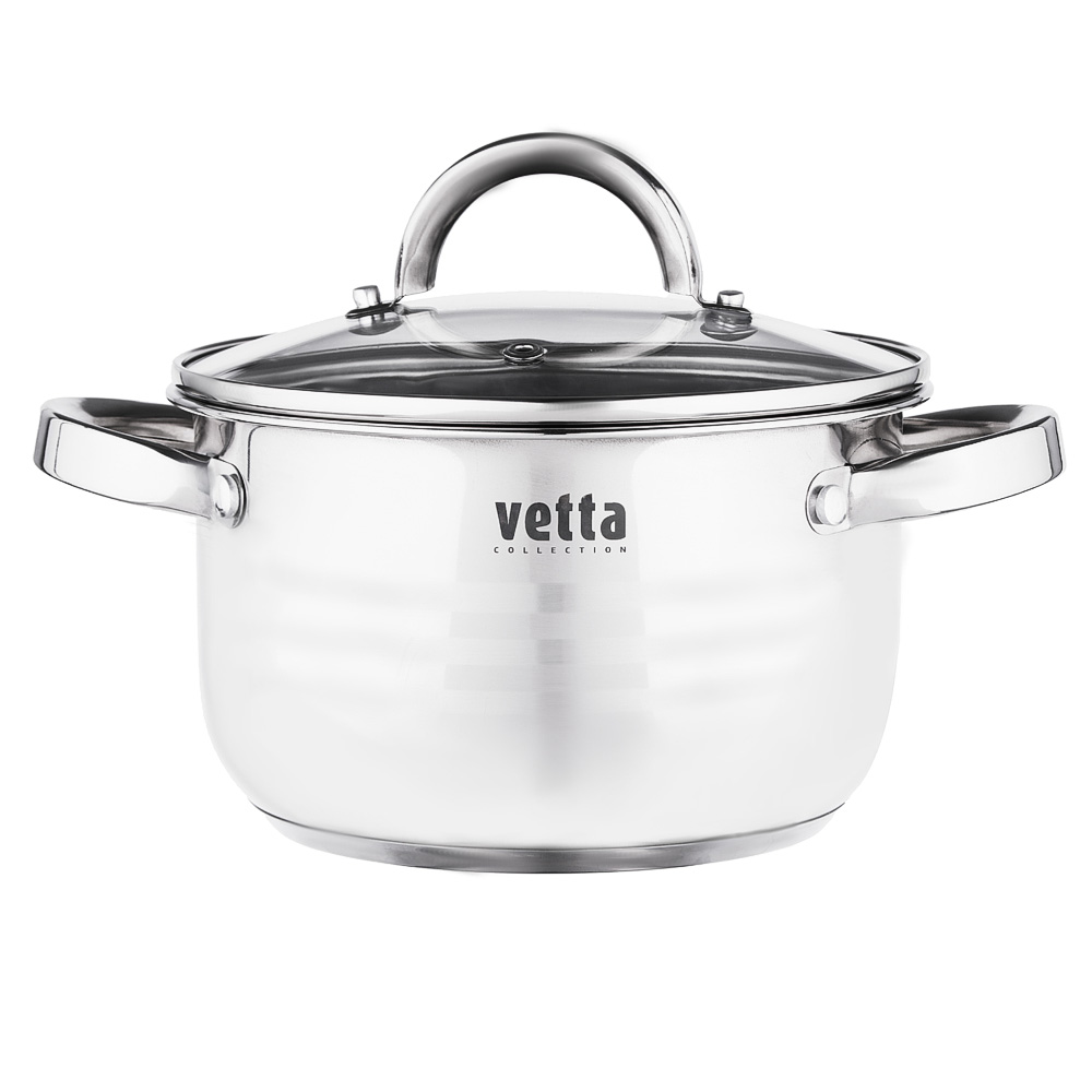 VETTA Фултон Набор кастрюль 6 пр. (1,5л+2,1л+4,0л) со стеклянной крышкой, арт.№ 822-142