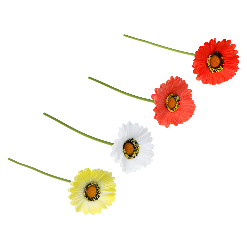 LADECOR Цветок искусственный гербера, 30 см, ткань, пластик, железная проволока, 4 цвета, арт.№ 535-200