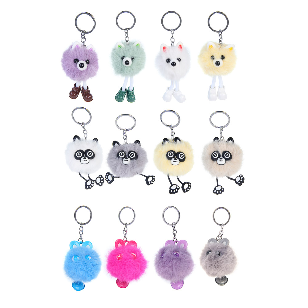 ИГРОЛЕНД Подвеска мягкая "Пушистик", до 10 см, полиэстер, искусственный мех, 3 вида, арт.№ 264-442