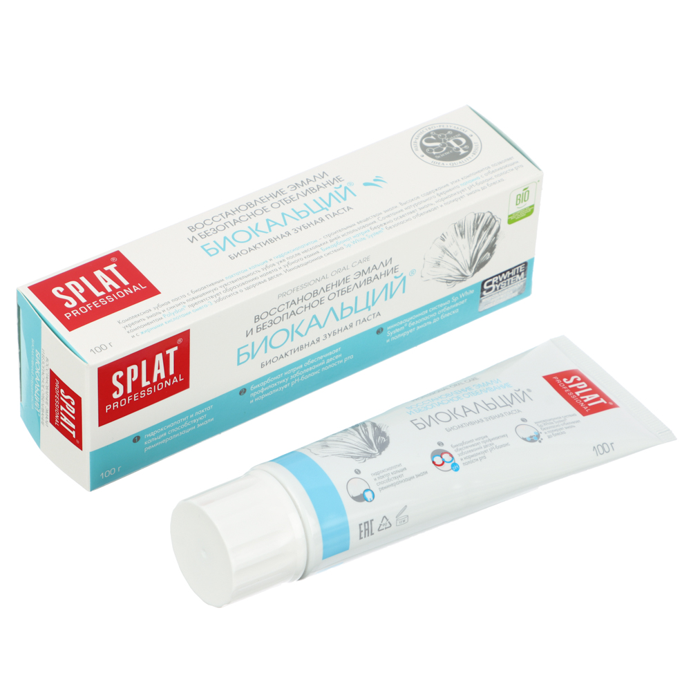 Зубная паста SPLAT Professional Биокальций для отбеливания зубов, туба, 100г, арт.№ 981-101