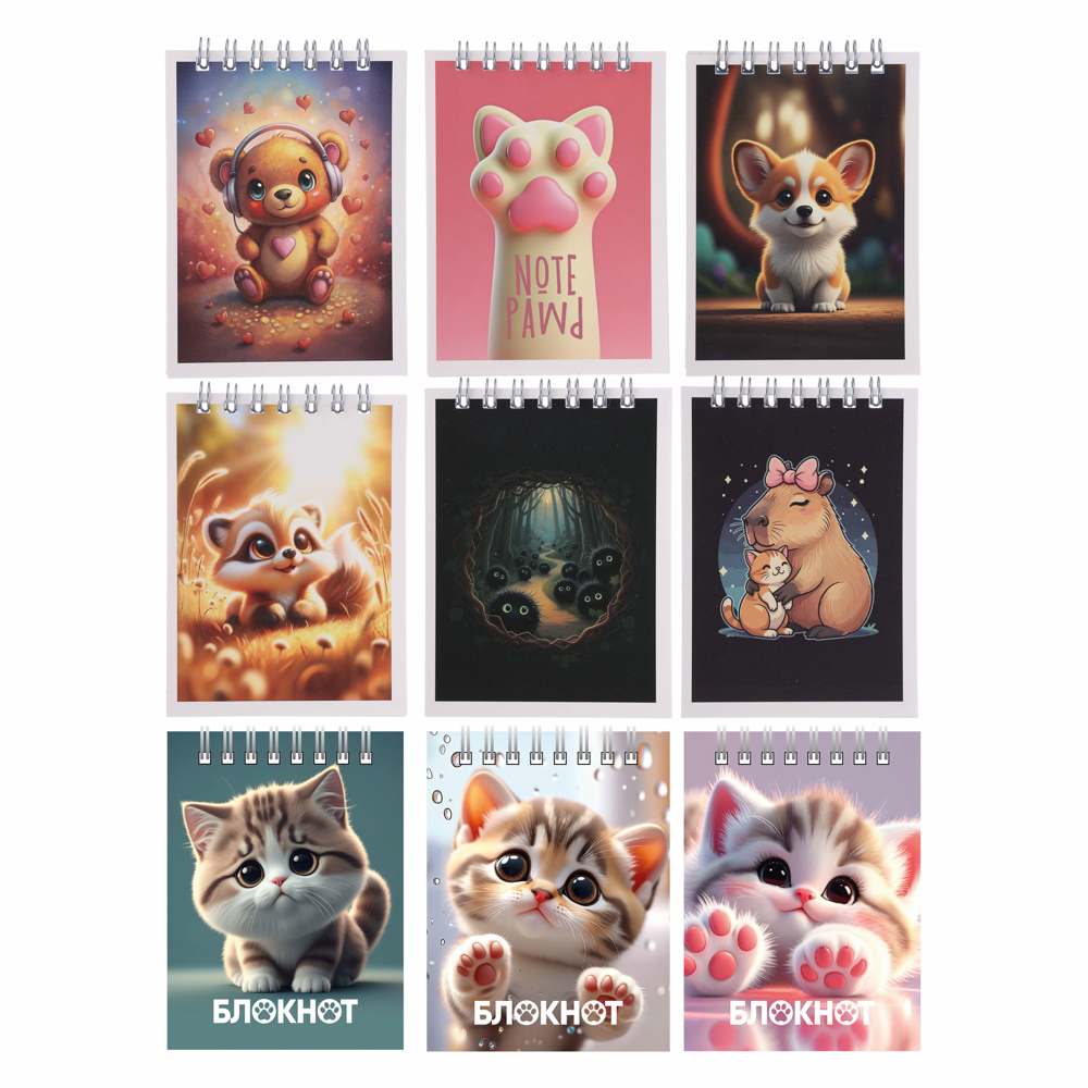 Блокнот А7 40 листов офсет ClipStudio, обложка картон, спираль, в клетку, арт.№ 524-299