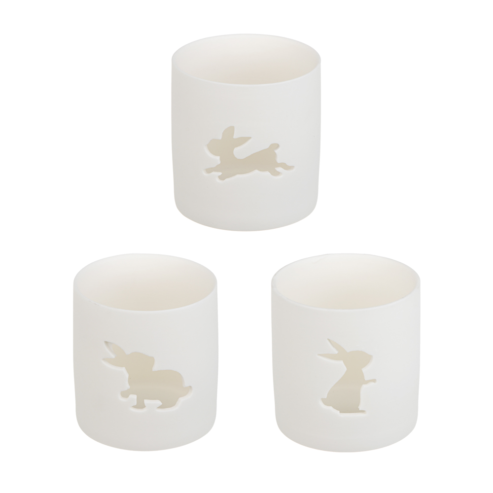 Подсвечник тм LADECOR "Кролики" 7,6x7,6x8 см, 3 вида, арт.№ 535-220