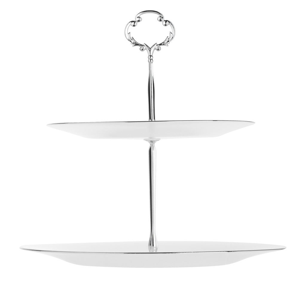 MILLIMI Аура Этажерка двухъярусная, размер тарелок 20см, 25см, опаловое стекло, арт.№ 820-656