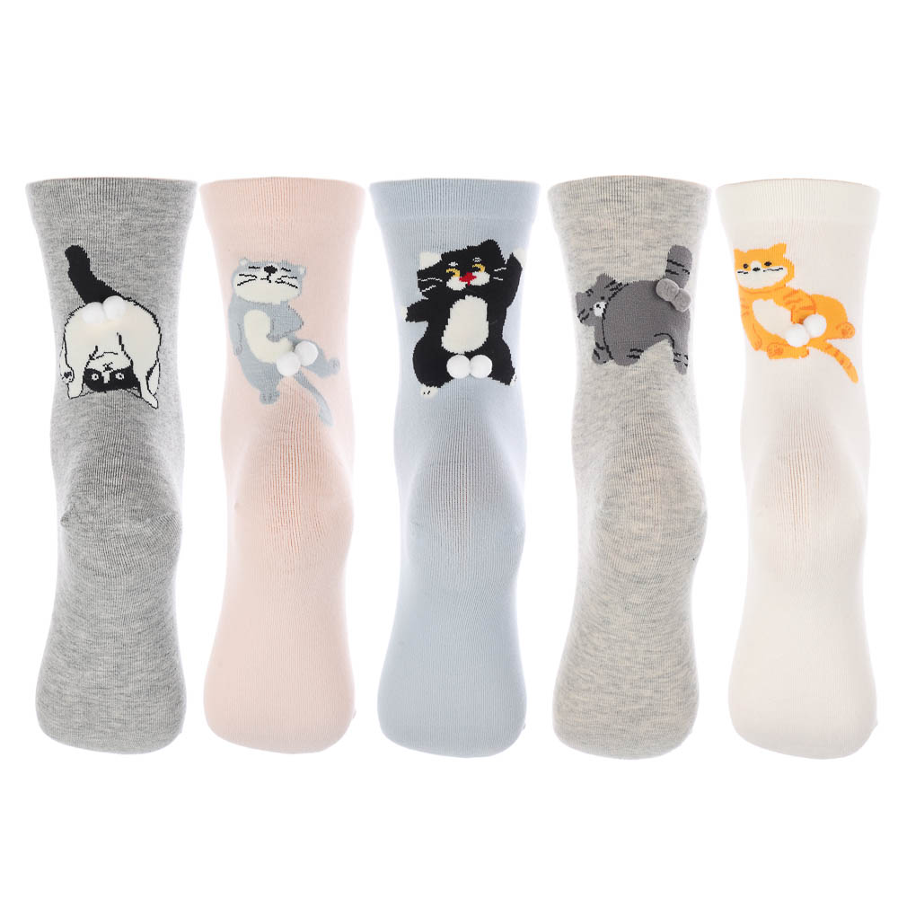 Носки универсальные с декором, тм Turkan, р. 36-41, 90%хлопок, 8% п/а, 2%лайкра,разноцветные, R0326, арт.№ 019-579