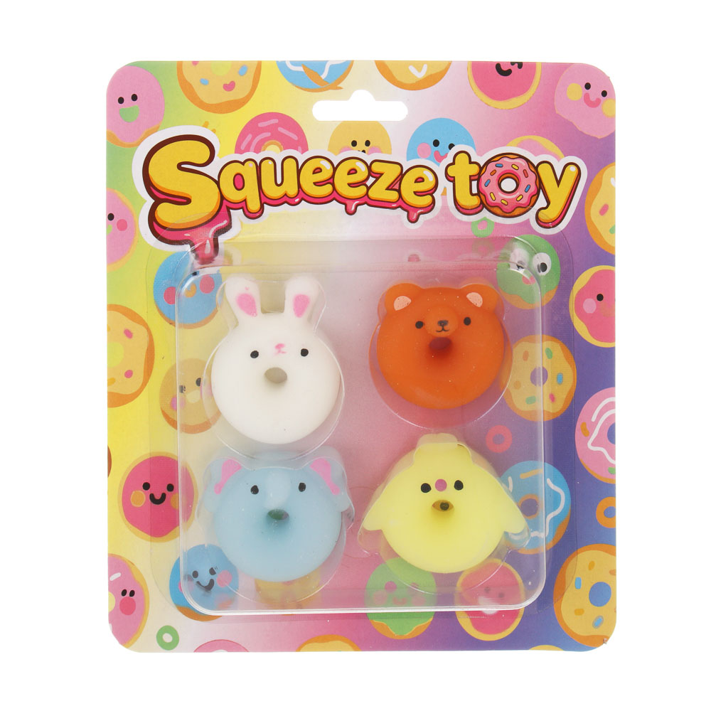 Игрушка антистресс "Пончики-малышки", набор, 4шт, 16х13,5cм, TPR, микс, арт.№ 297-188