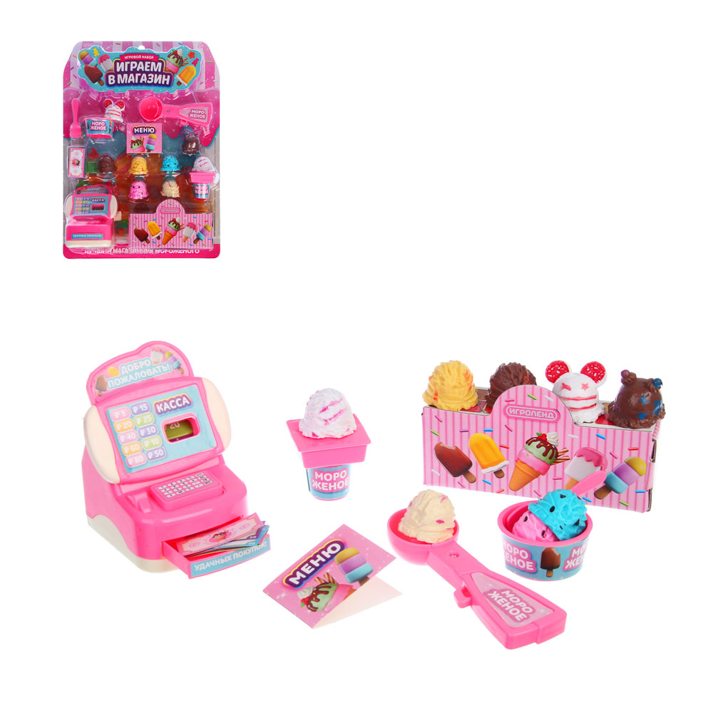Набор игровой "Играем в магазин" мороженое, PP, ABS, 23х7,5х31 см, тм ИГРОЛЕНД, арт.№ 294-250