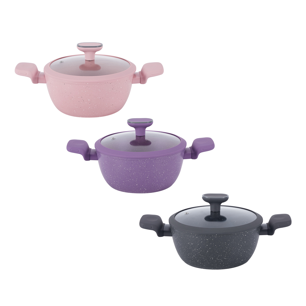 Кастрюля тм SATOSHI Ботаника 2,3л, d20х9см, антипригарное покрытие мрамор, индукция, 3 цвета, арт.№ 846-772