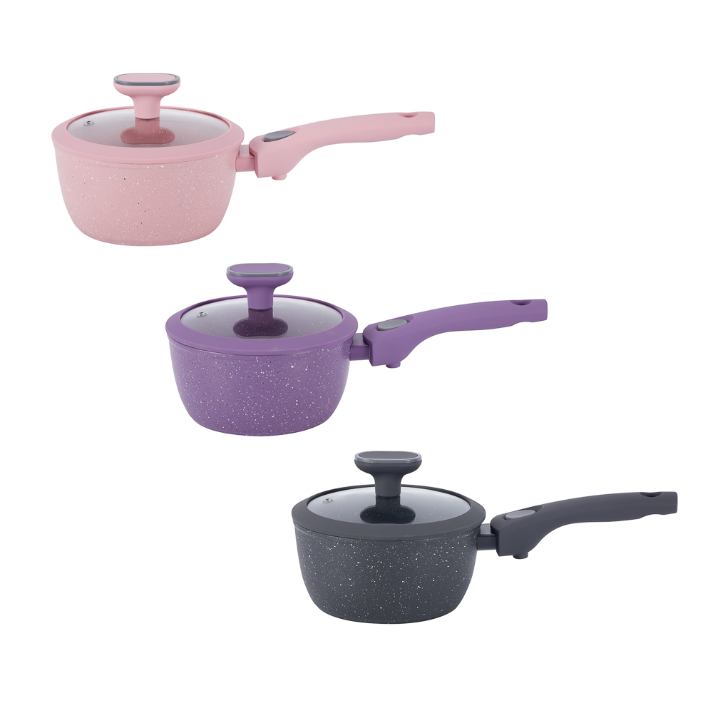 Ковш тм SATOSHI Ботаника 1,3л, d16см, с крышкой, антипригарное покр. мрамор, индукция, 3 цвета, арт.№ 846-773