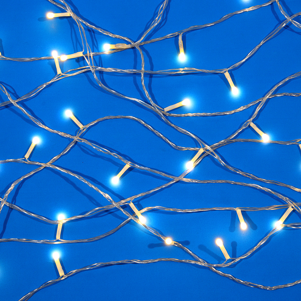 Гирлянда вьюн 20 м СНОУ БУМ, 120 LED ламп, шампань (8 режимов), ПВХ прозрачный, 220В, арт.№ 384-191