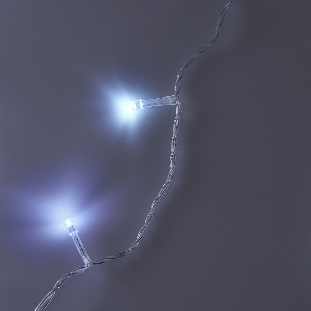 Гирлянда уличная занавес 2x1,5 м СНОУ БУМ, 272 LED ламп, белое свечение, ПВХ прозрачный, мерцание, коннектор, 220В, арт.№ 351-627