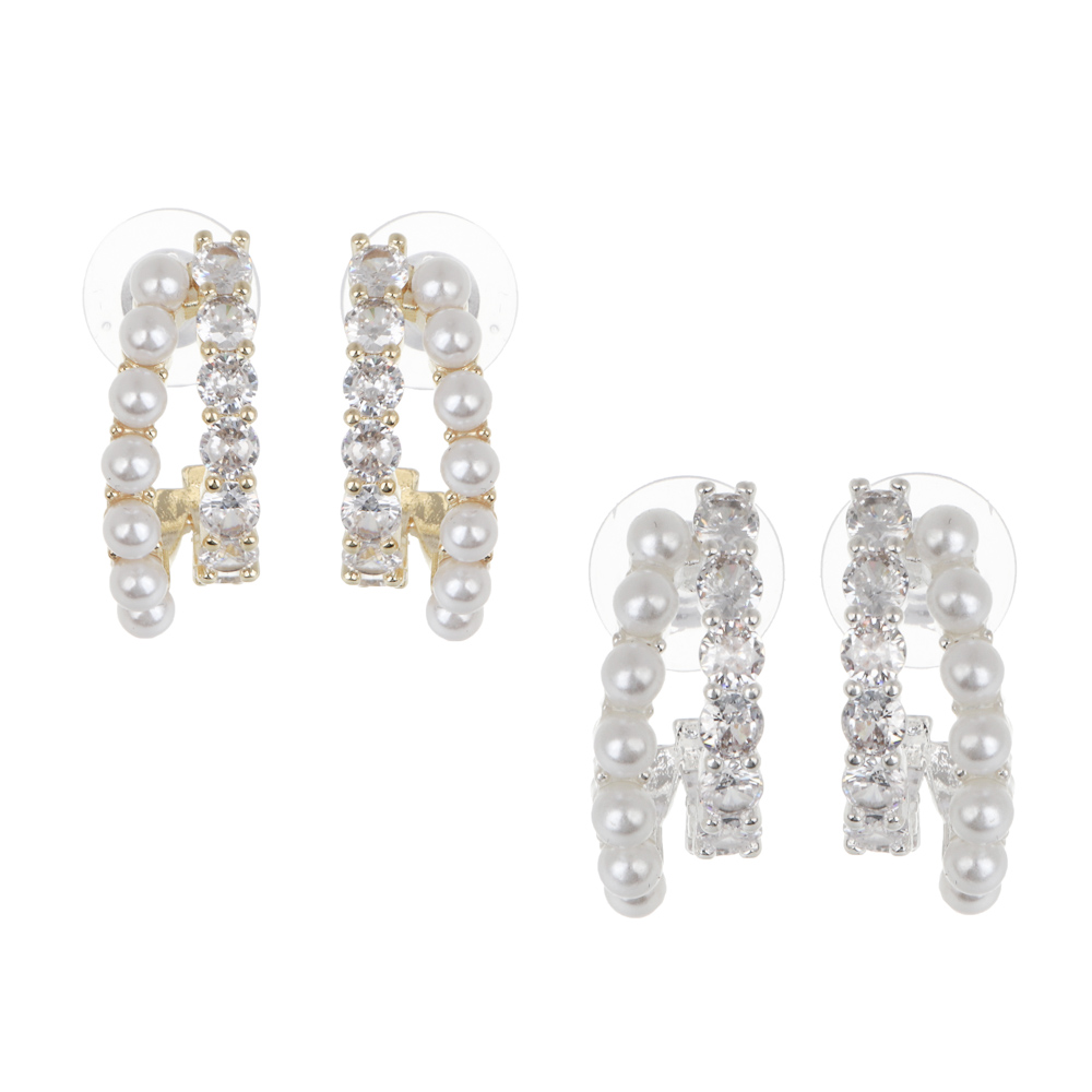 Серьги, медь, цирконий, 2 дизайна, БЖ25-1, арт.№ 023-001