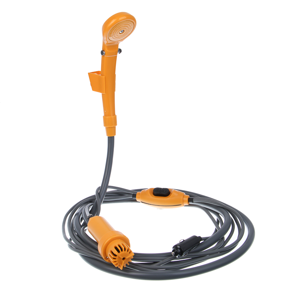 Душевой набор автомобильный походный: лейка, шланг, шнур прикуривателя 12В, помпа, крючок, держатель, арт.№ 545-110