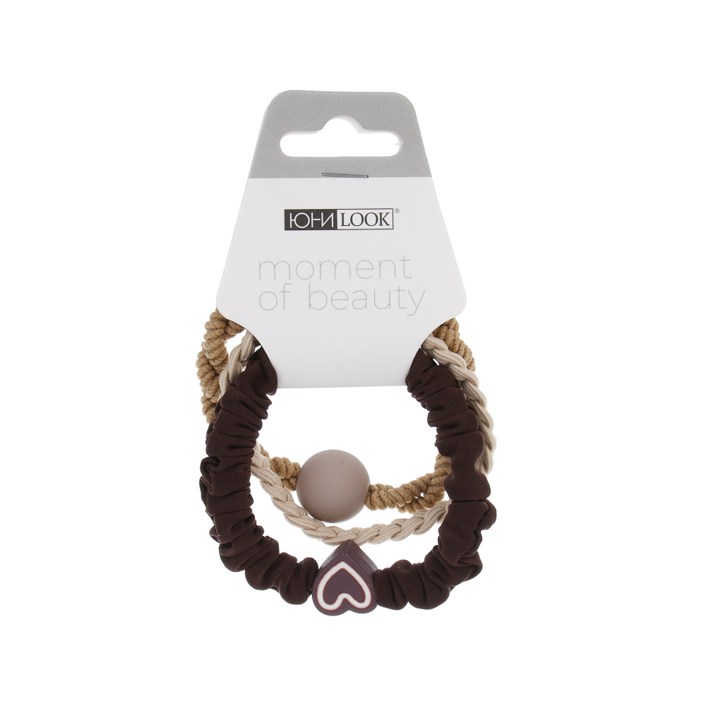 ЮНИLOOK Резинки для волос 3шт, d5,5см, полиэстер, пластик, 3 цветовых сочетания, ACS-109, арт.№ 322-057