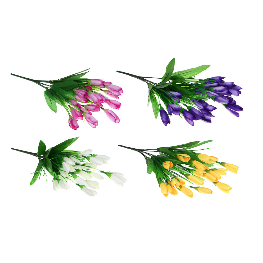 LADECOR Букет искусственных цветов крокус, 35 см, ткань, пластик, железная проволока, 4 цвета, арт.№ 535-207