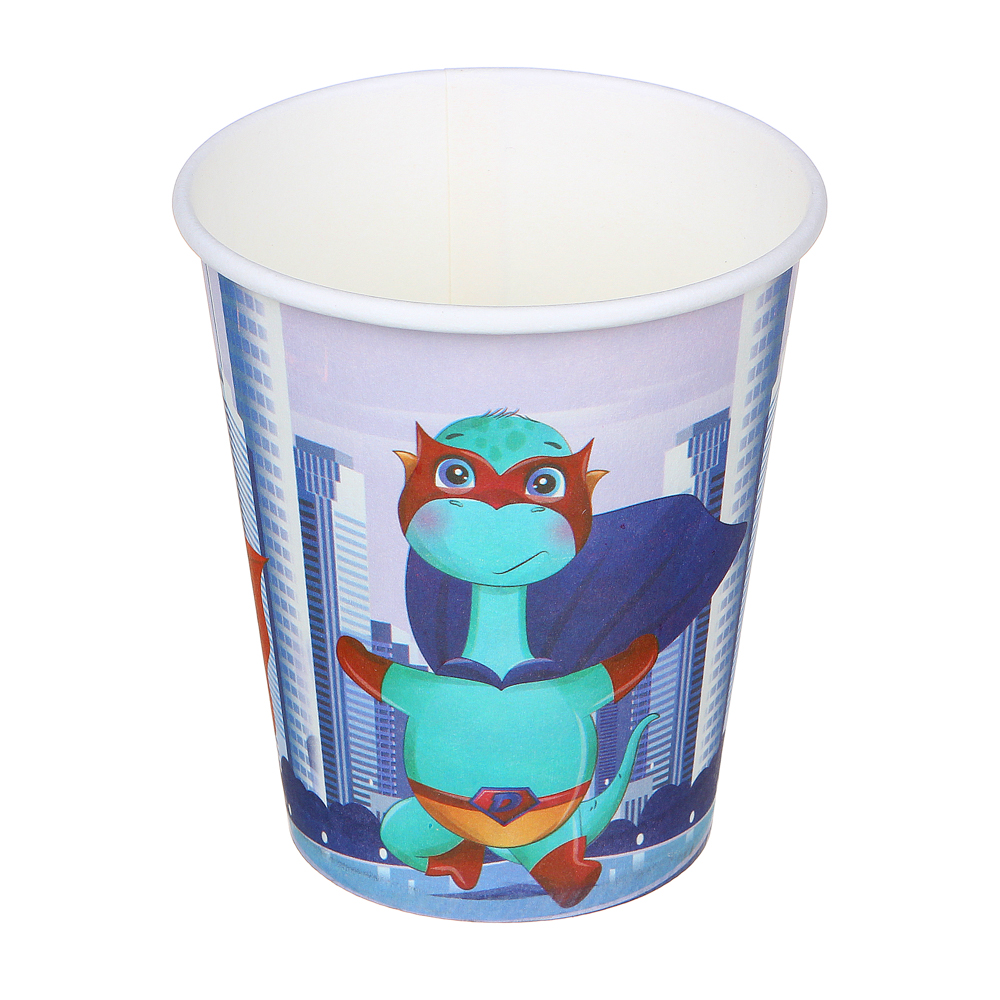 Набор стаканов 6шт, бумага, 200мл, с изображением динозавриков, арт.№ 530-250