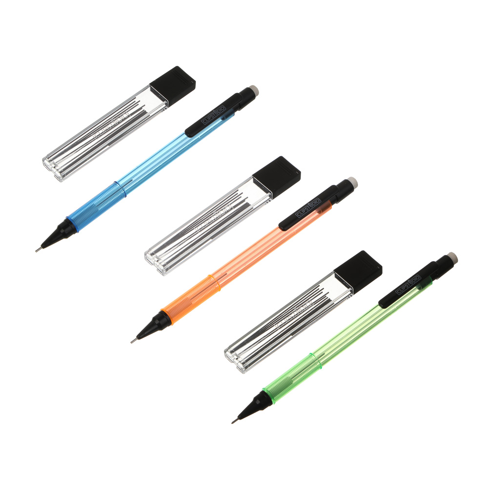 Карандаш механический +12 грифелей ClipStudio, HB, 0,7мм, пластик, 3 цвета корпуса, блистер, арт.№ 605-054