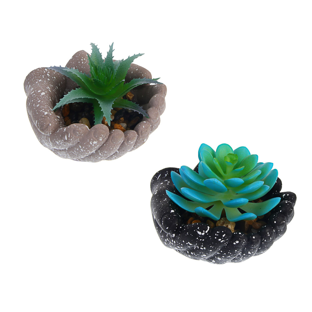 Суккулент искусственный в кашпо тм LADECOR 10x8x10 см, ПВХ, бетон, арт.№ 501-580