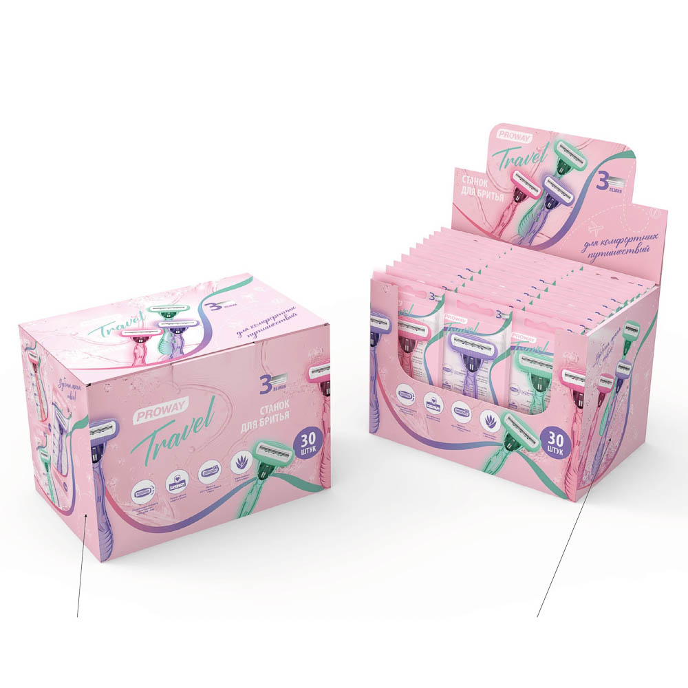 Станок для бритья женский + 1 сменная кассета, 3 лезвия, тм PROWAY, 1шт, арт.№ 946-022
