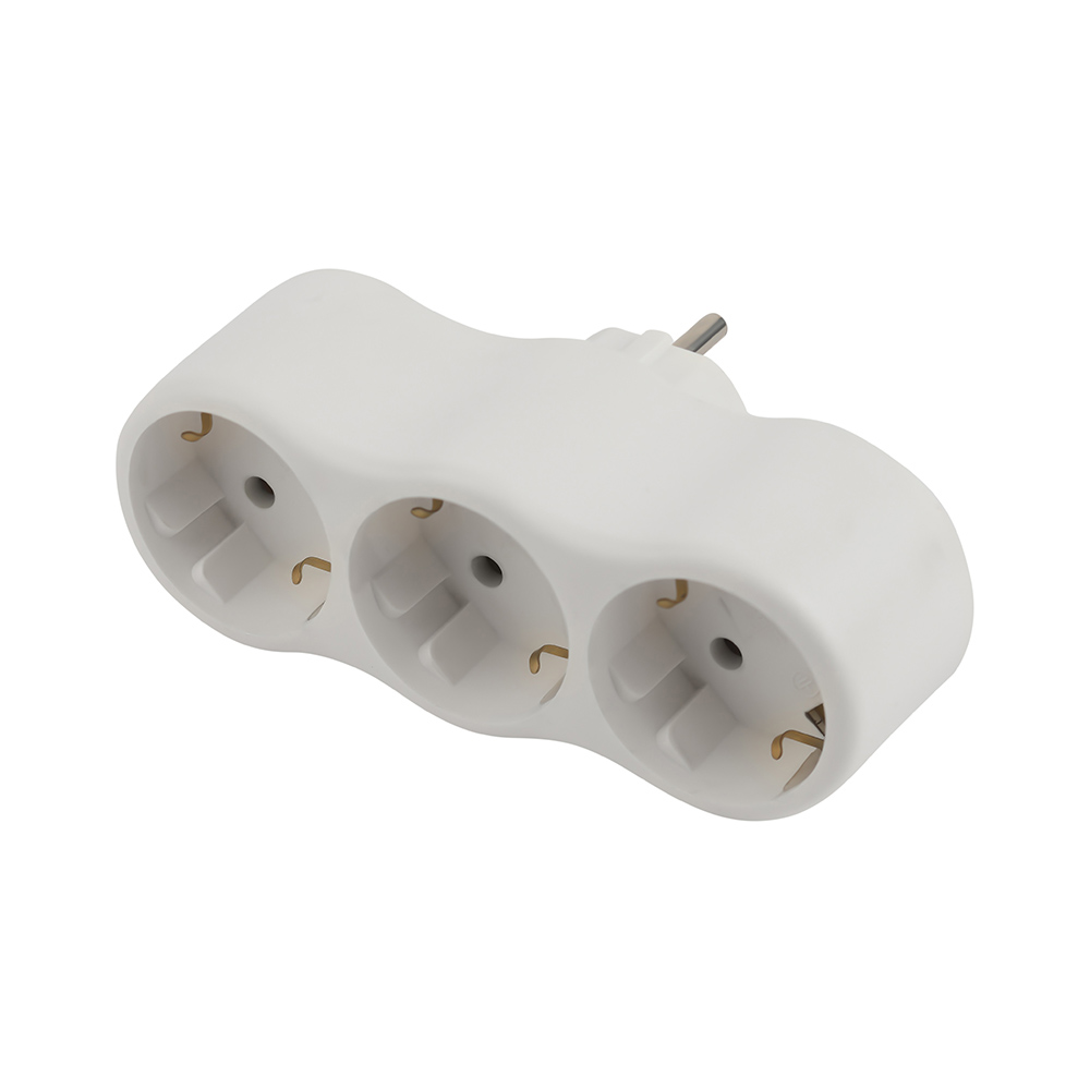 Разветвитель 3 гнезда Intro, евро, с заземлением, 16А, 250В, TR3e-W, белый, арт.№ 907-151